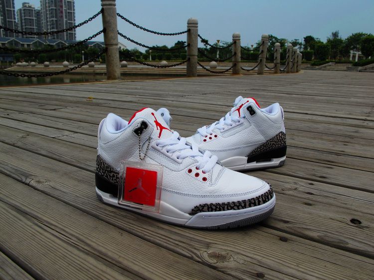 Air Jordan 3 Men Shoes White/Red Online